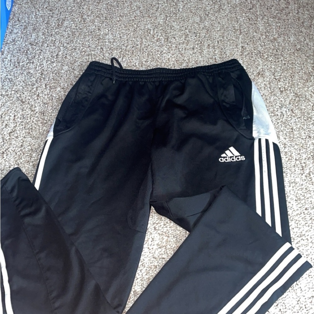 Adidas Black Joggers with White Stripes